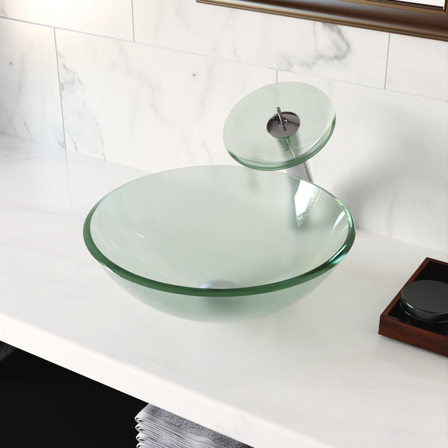 Glass Round Vessel Bathroom store Sink