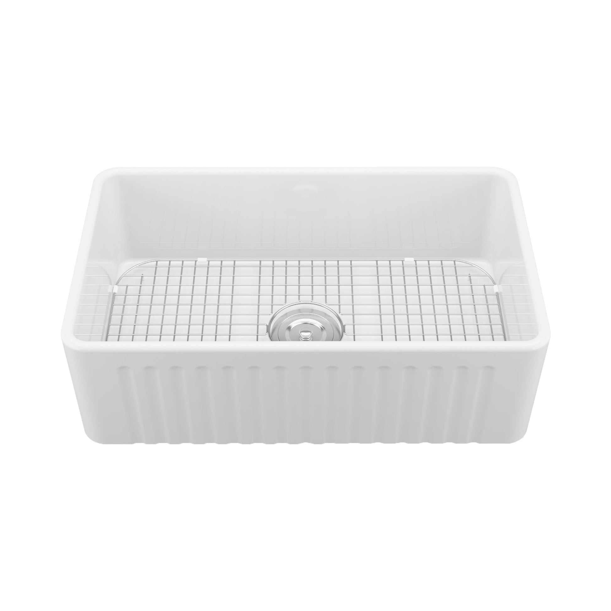 DeerValley Bath DeerValley DV-1K022 Perch 24" L x 17" W Ceramic White Farmhouse Kitchen Sink Single Bowl with Reversible Front Apron Kitchen Sink