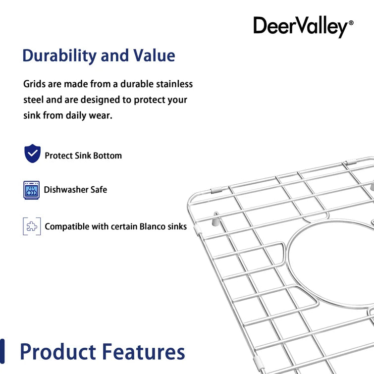 DeerValley Bath DeerValley DV-K028G04 13" x 11.25" Sink Grid -Set of 2 (Compatible with DV-1K028) Kitchen Accessories