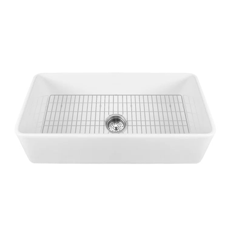 DeerValley Bath DeerValley DV-1K505 Grove Fireclay 36" L x 18" W Farmhouse Kitchen Sink Kitchen Sink