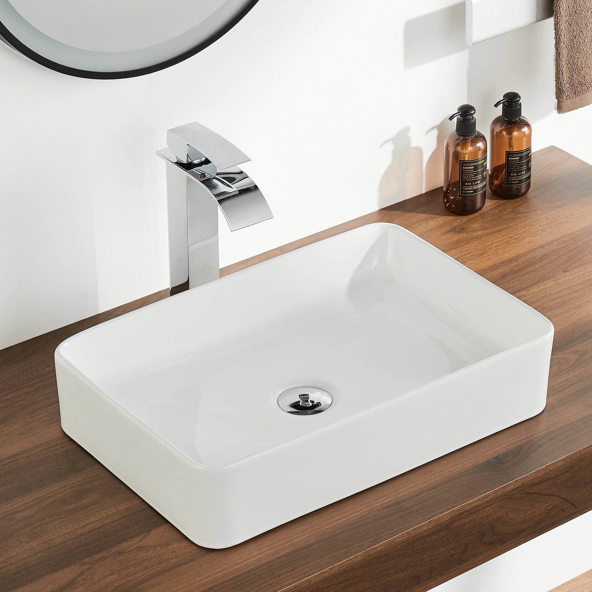 ALLY 15.75" Rectangular Vessel Bathroom Sink, Without Overflow With Multiple Colors