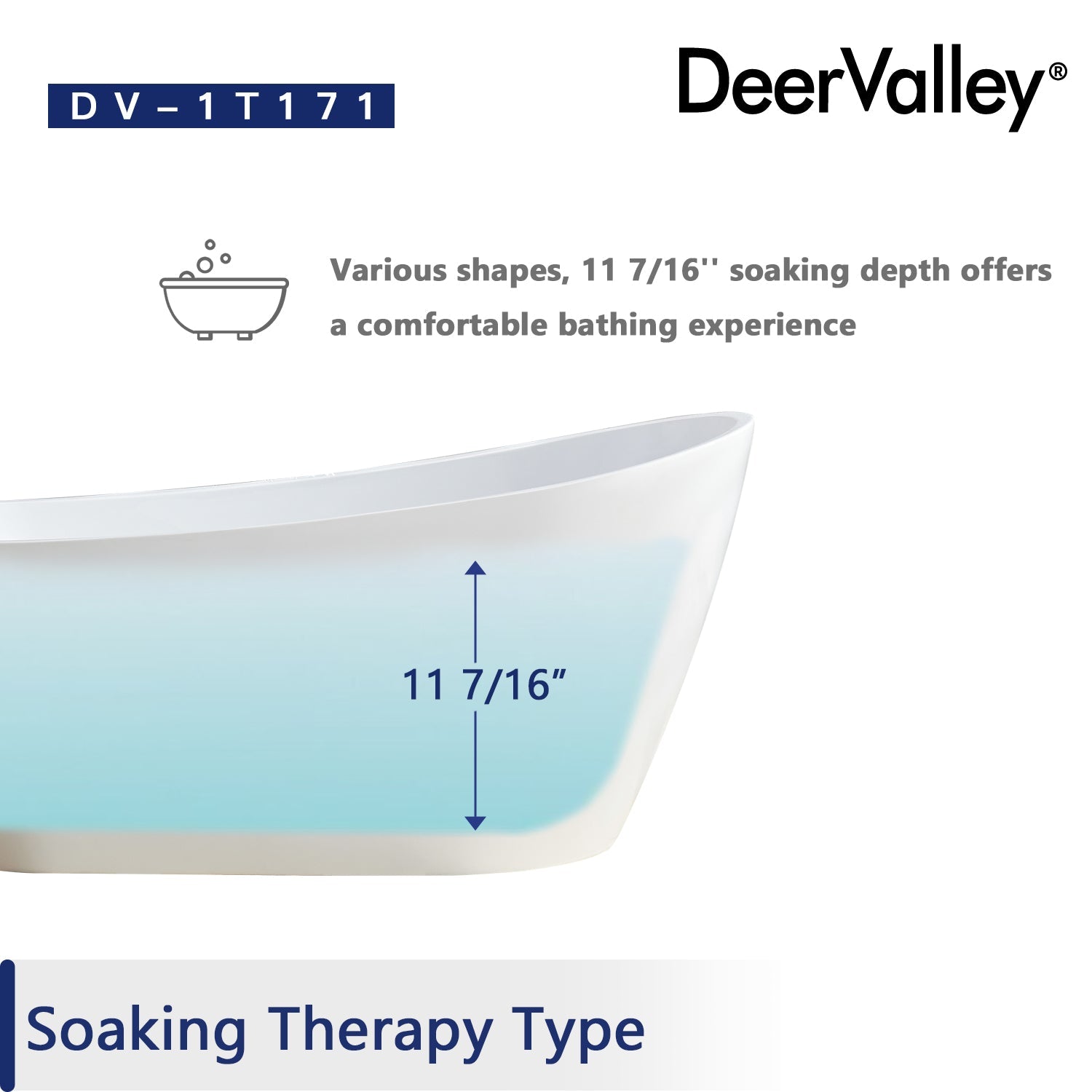 DeerValley Bath DeerValley DV-1T171 Prism 59" X 29" Freestanding Acrylic Bathtub