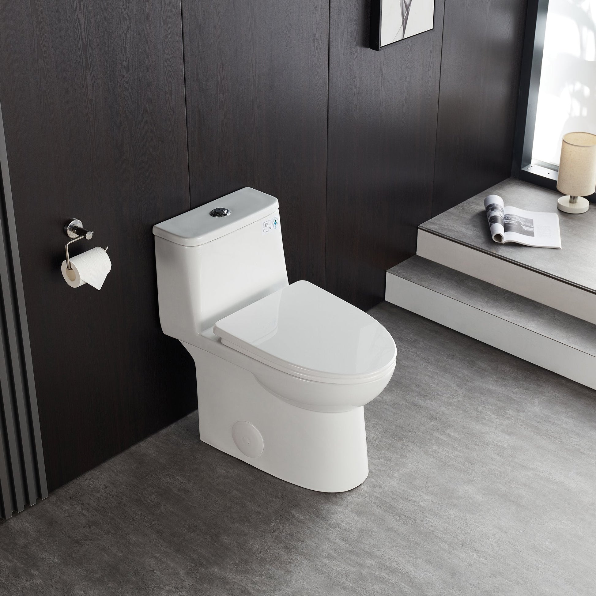 DeerValley Bath DeerValley DV-1F52677 Ursa Dual-Flush Elongated One-Piece Full-Size Toilet (Seat Included) Toilet