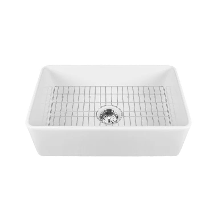 DeerValley Bath DeerValley DV-1K501 Perch Fireclay 24" L x 18" W Farmhouse Kitchen Sink Kitchen Sink