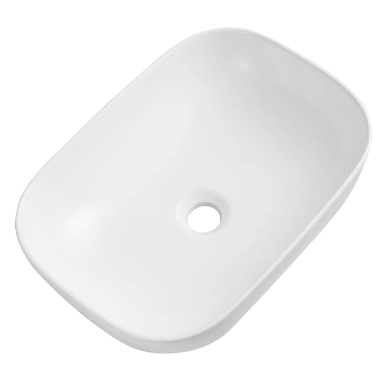 DeerValley Bath DeerValley DV-1V432 Prism White Ceramic Rectangular Vessel Bathroom Sink Vessel sink