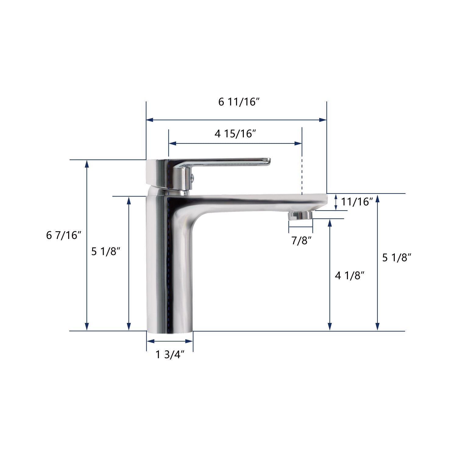 DeerValley Bath DeerValley DV-1J82802 Liberty Single Hole Brass Silver Bathroom Chrome Finished Faucet Faucet