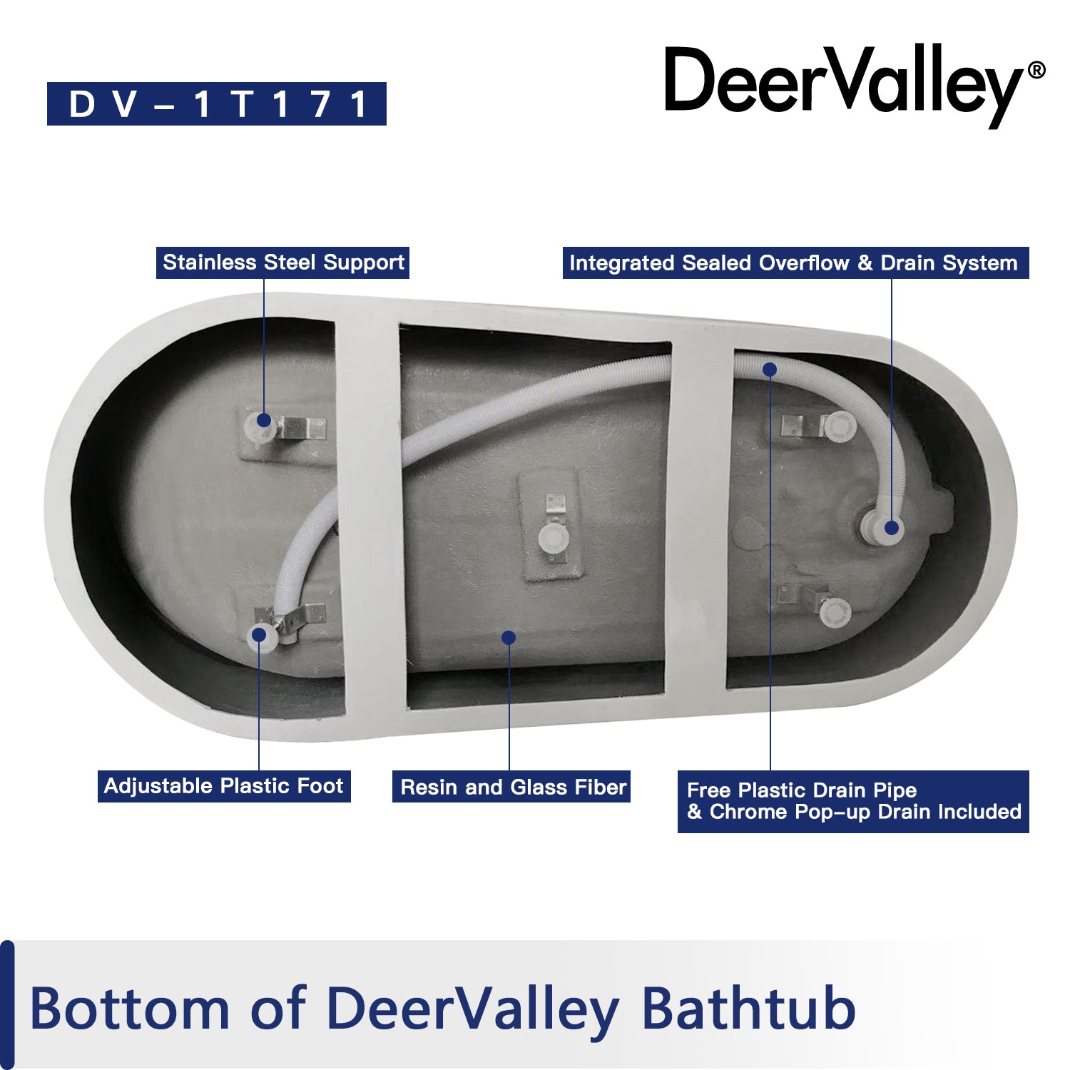 DeerValley Bath DeerValley DV-1T171 Prism 59" X 29" Freestanding Acrylic Bathtub