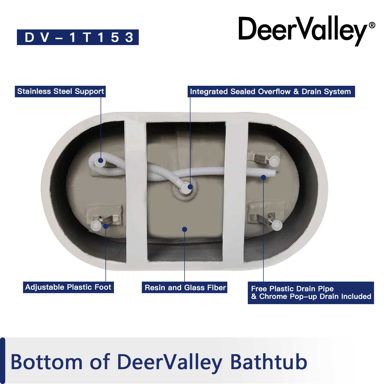 DeerValley Bath DeerValley DV-1T153 Horizon 67" X 31" Freestanding Acrylic Bathtub