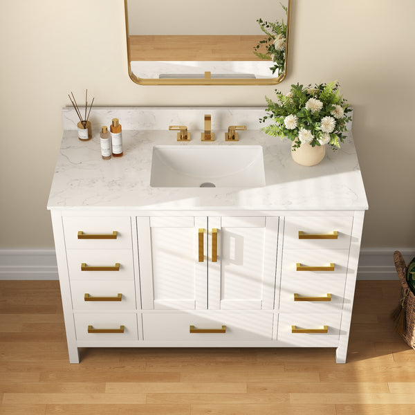48" Rectangular Bathroom Vanity, with Ceramic Sink Top Set-up