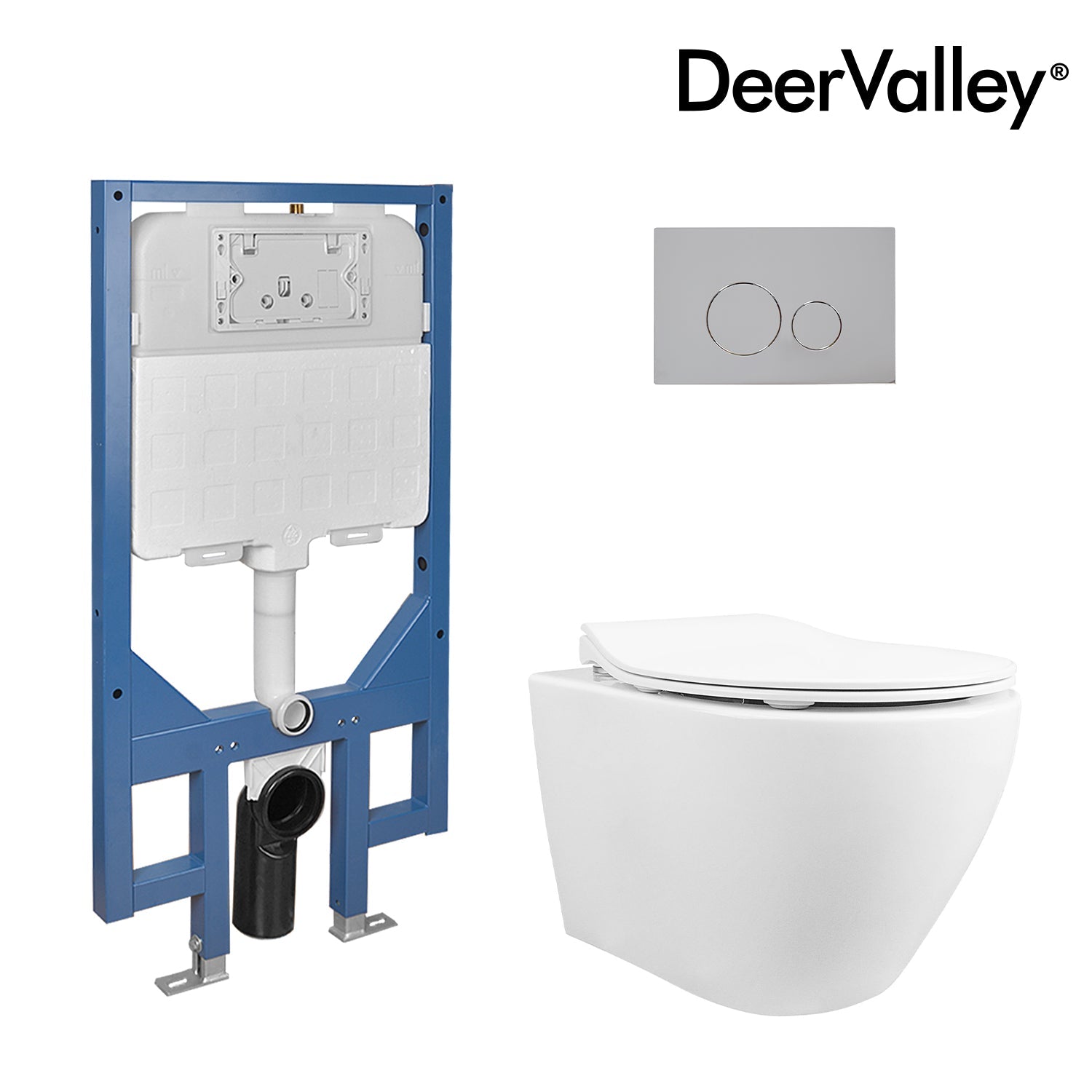 DeerValley Bath LIBERTY Wall-Hung Elongated Toilet, 1.1/1.6GPF Dual-Flush with Multiple Colors Toilet