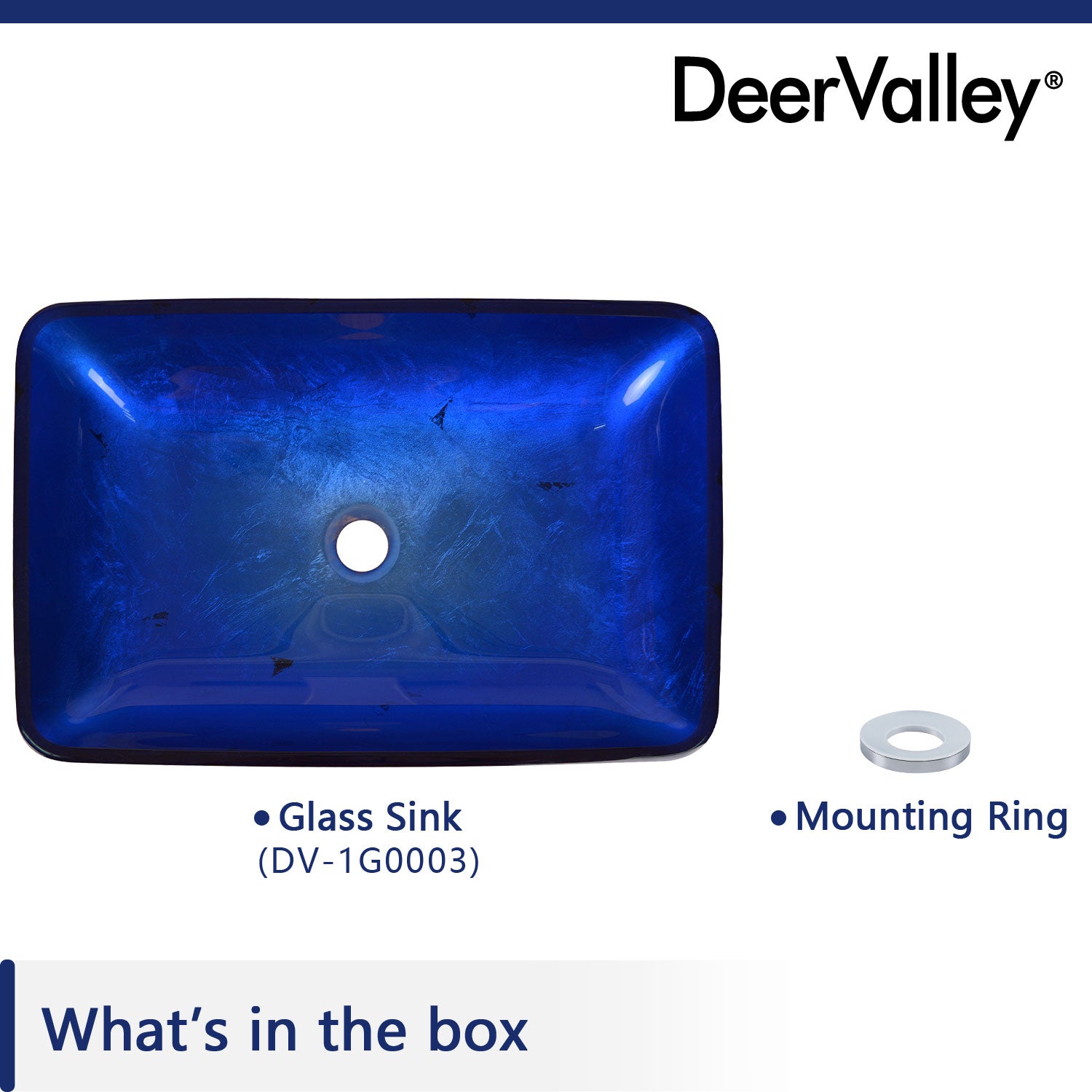 DeerValley Bath DeerValley DV-1G0003 Rectangular Tempered Glass Bathroom Vessel Sink Vessel sink