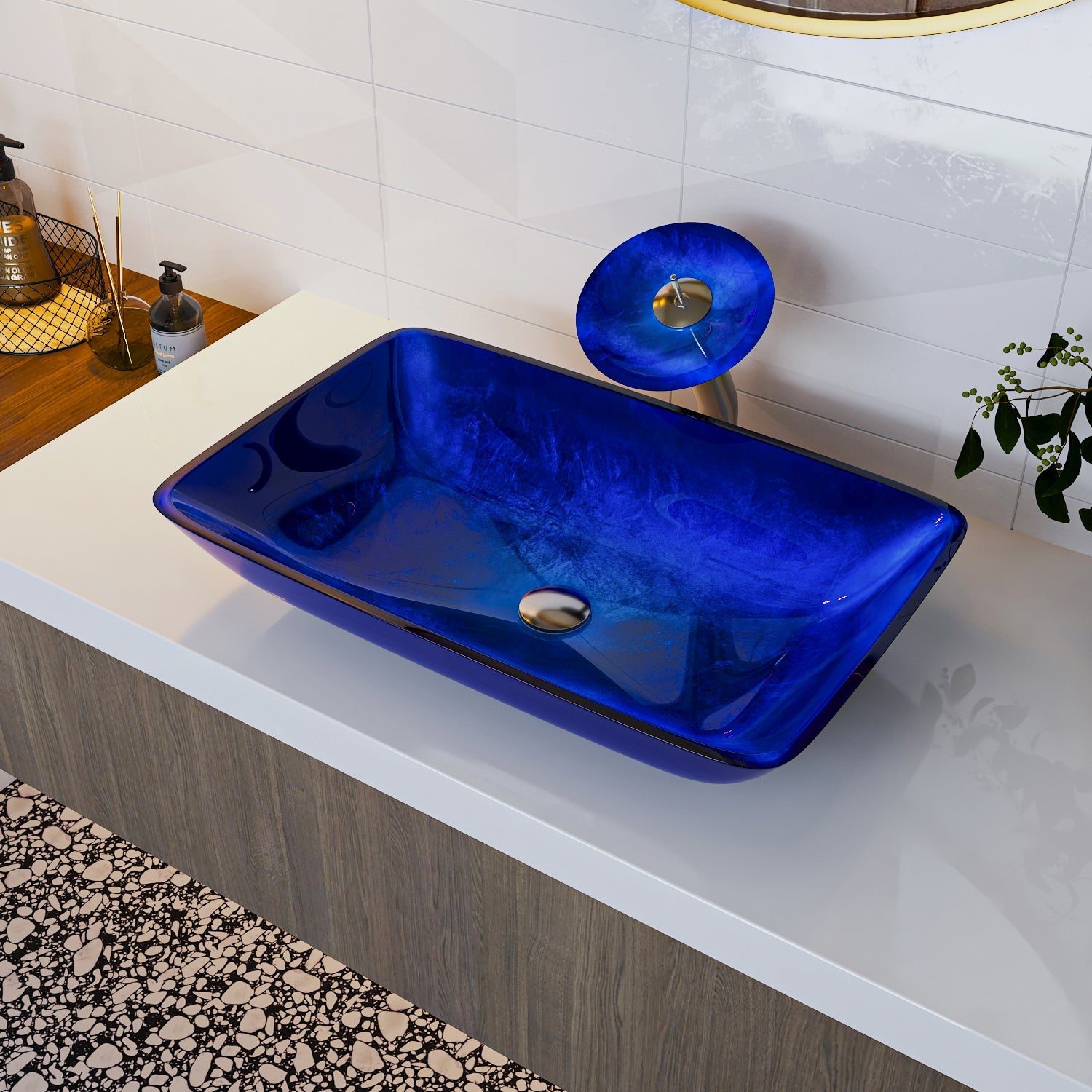 DeerValley Bath DeerValley DV-1G0003 Rectangular Tempered Glass Bathroom Vessel Sink Vessel sink