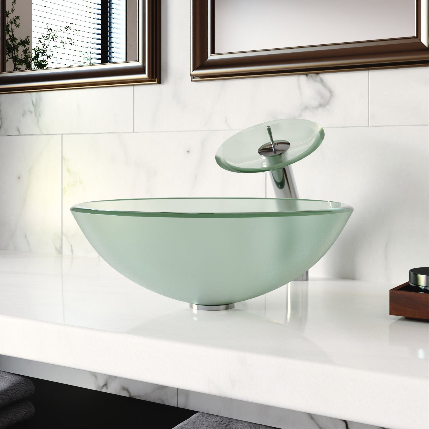 DeerValley Bath Deervalley DV-1G0006 Glass Circular Vessel Bathroom Sink Vessel sink