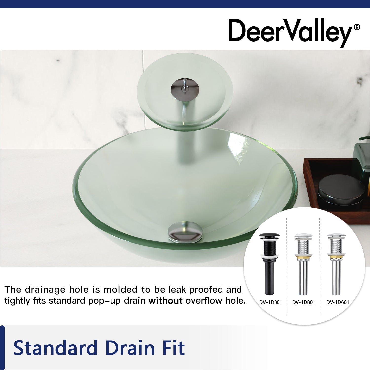 DeerValley Bath Deervalley DV-1G0006 Glass Circular Vessel Bathroom Sink Vessel sink