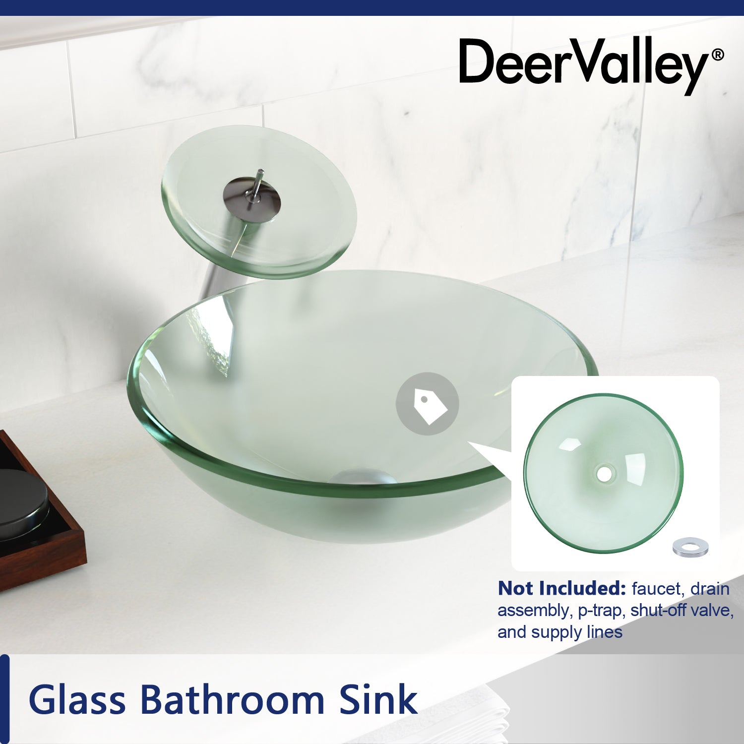 DeerValley Bath Deervalley DV-1G0006 Glass Circular Vessel Bathroom Sink Vessel sink