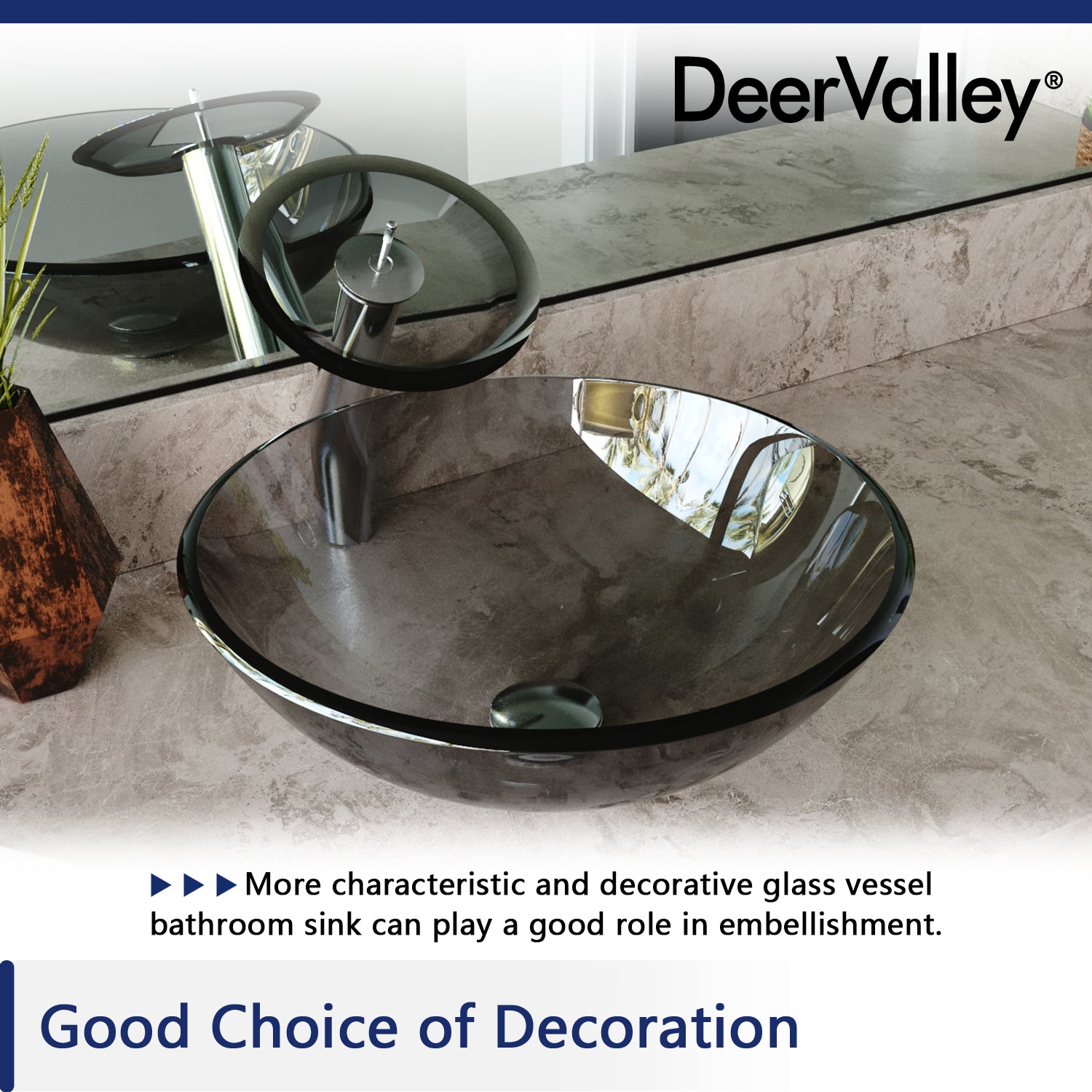 DeerValley Bath DeerValley DV-1G0008 Glass Circular Vessel Bathroom Sink Vessel sink