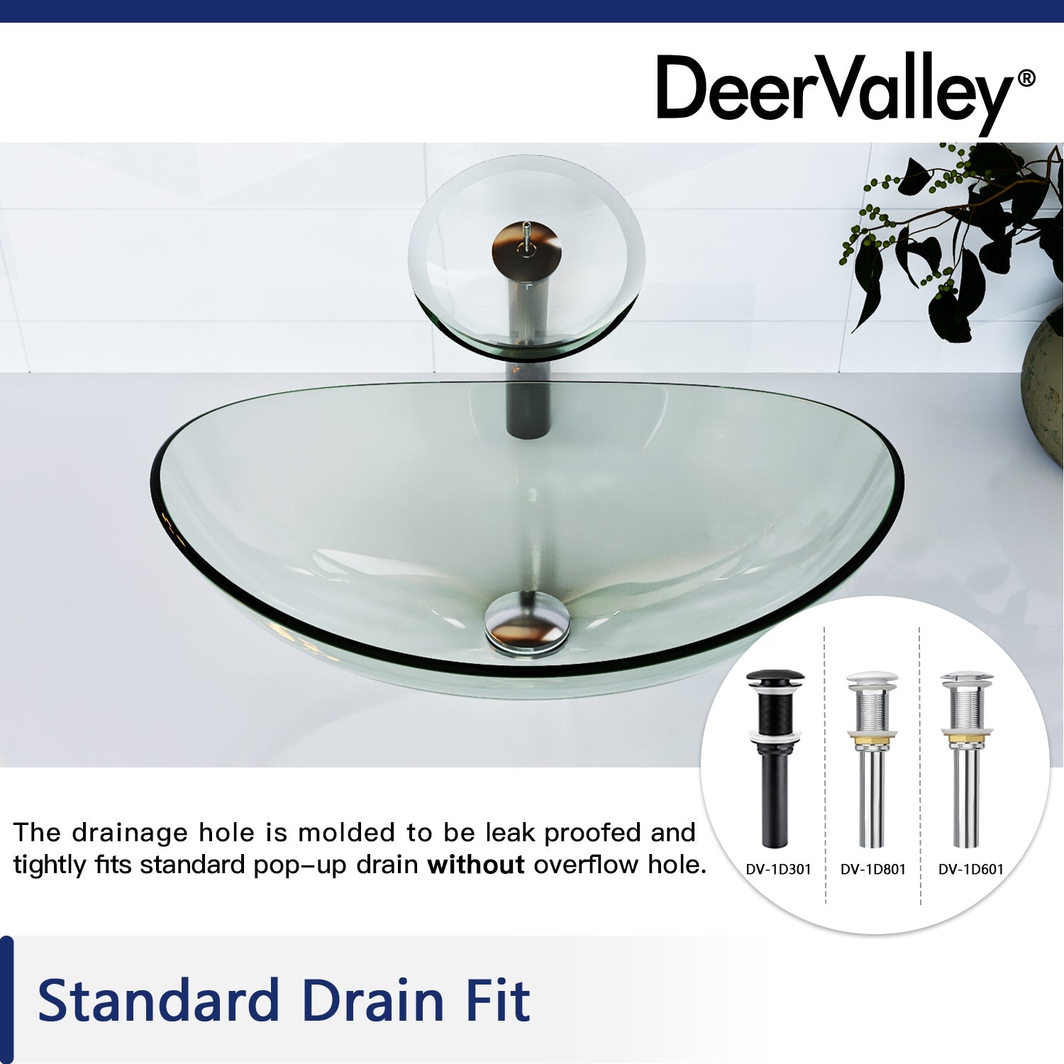 DeerValley Bath DeerValley DV-1G0009 Glass Oval Vessel Bathroom Sink Vessel sink