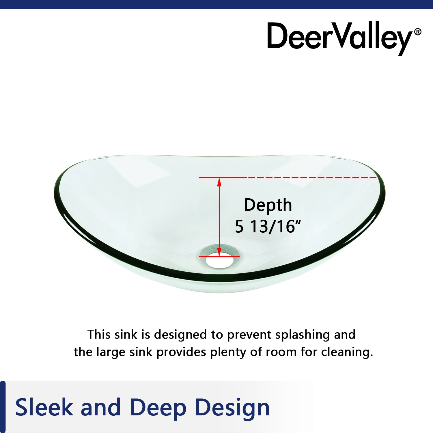 DeerValley Bath DeerValley DV-1G0009 Glass Oval Vessel Bathroom Sink Vessel sink