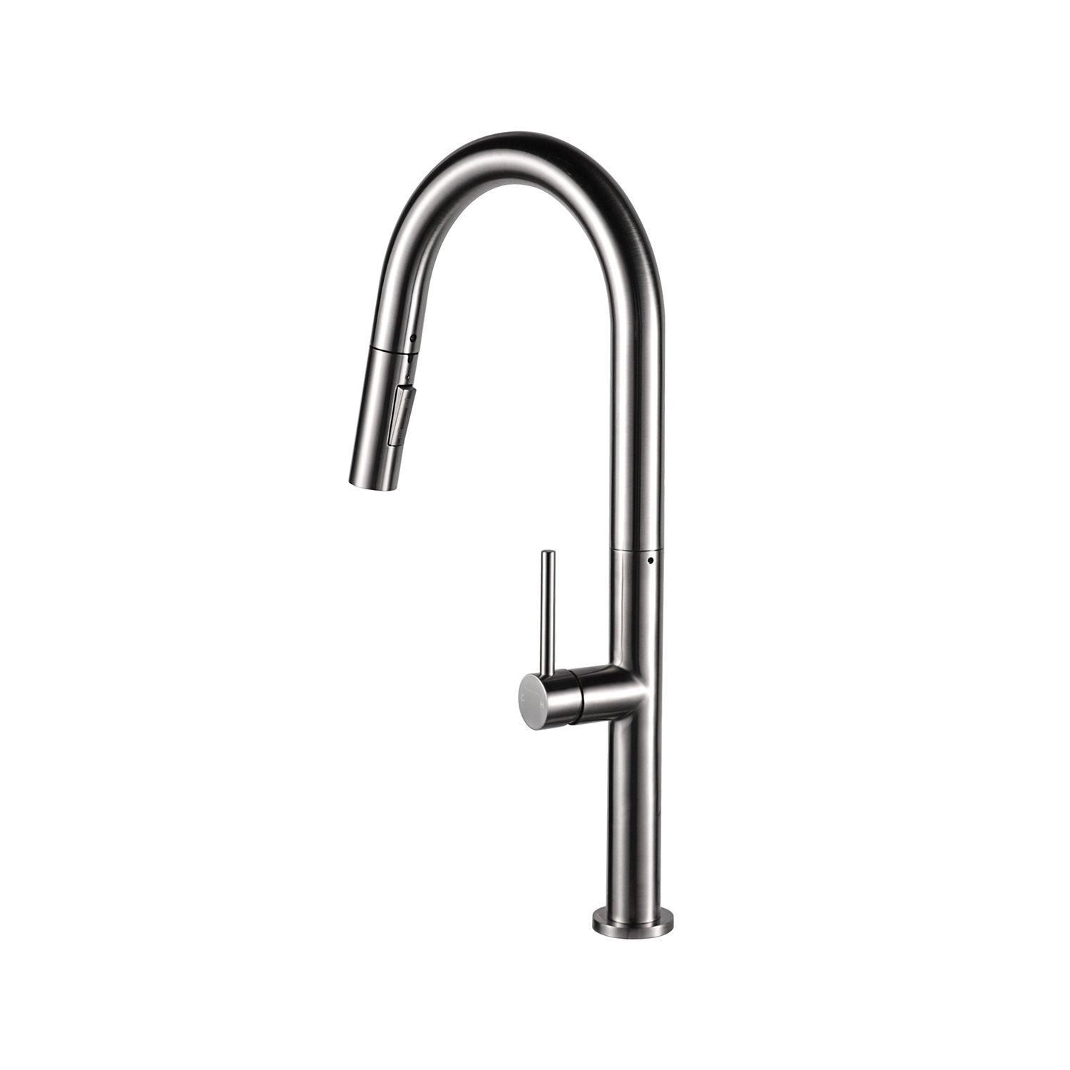 DeerValley Bath DeerValley DV-1J82281 Gleam Single Handle Stainless Steel Gooseneck Kitchen Faucet With Pull Down Sprayer Kitchen Faucet