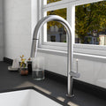 DeerValley Bath DeerValley DV-1J82281 Gleam Single Handle Stainless Steel Gooseneck Kitchen Faucet With Pull Down Sprayer Kitchen Faucet