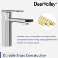 DeerValley Bath DeerValley DV-1J82802 Liberty Single Hole Brass Silver Bathroom Chrome Finished Faucet Faucet