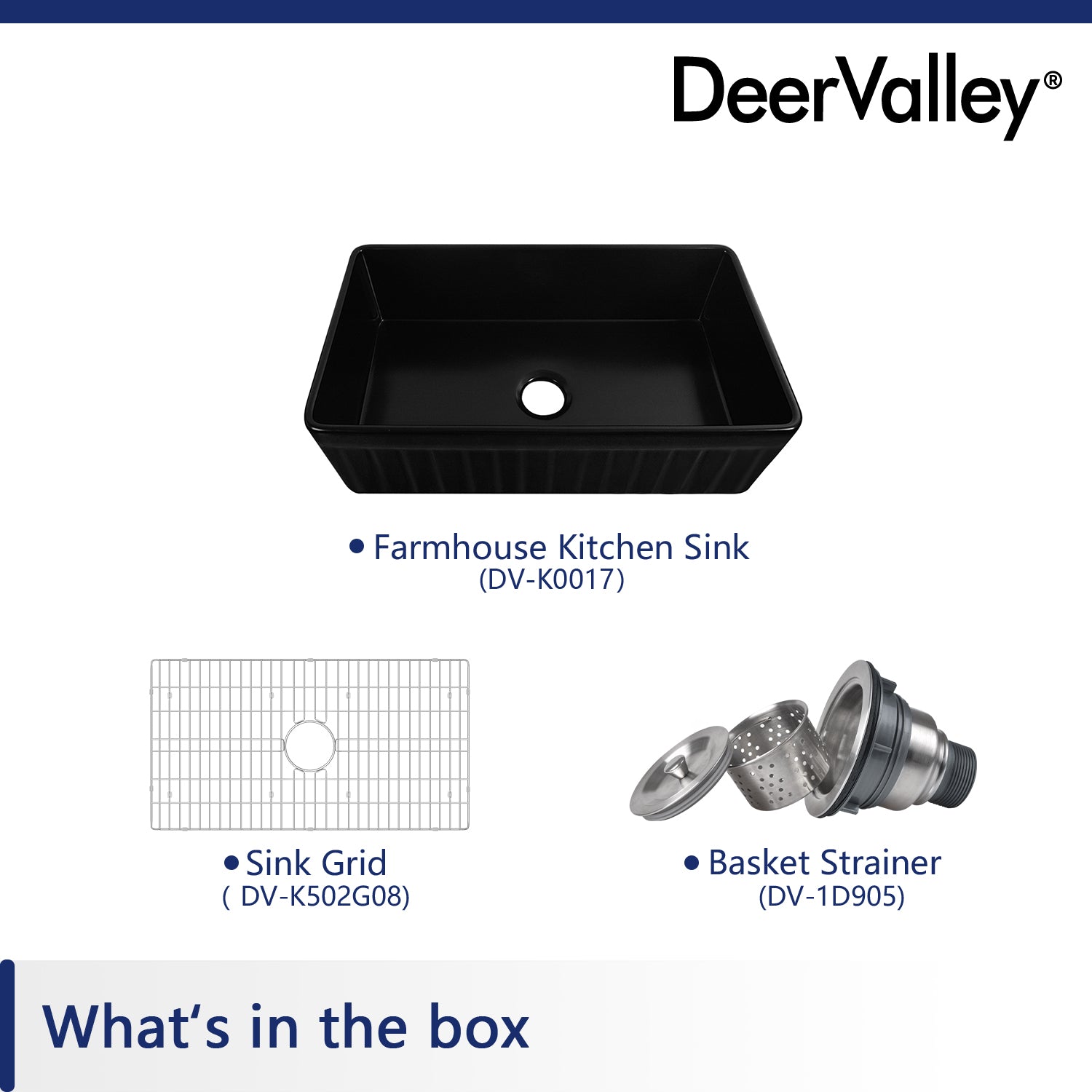 DeerValley Bath DeerValley DV-1K0017 Solstice Fireclay 33" L x 18" W Farmhouse Kitchen Sink Kitchen Sink