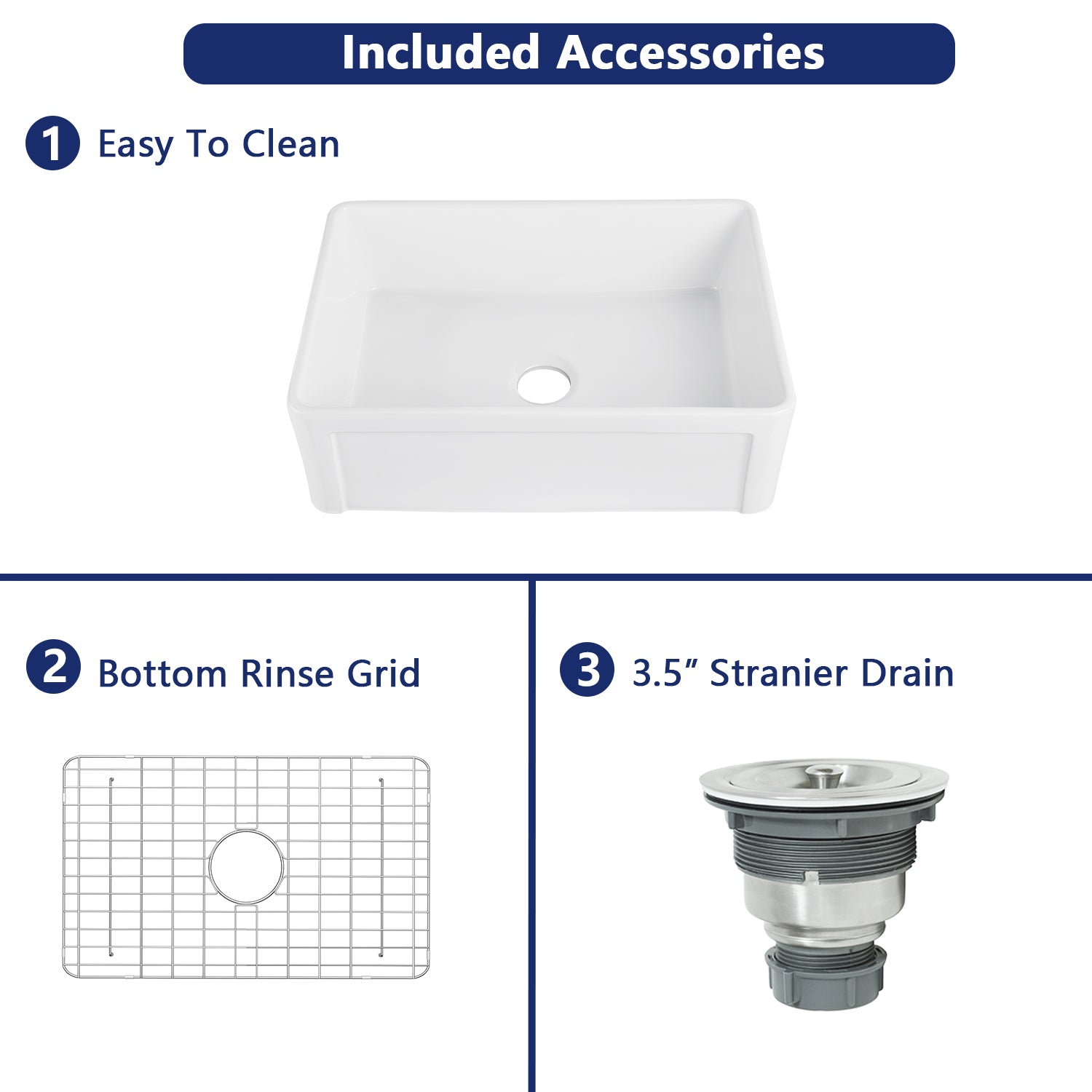 DeerValley Bath DeerValley DV-1K016 Harvest 30" L x 20" W Farmhouse Ceramic Large Capacity Kitchen Sink with Apron Front Designed Kitchen Sink