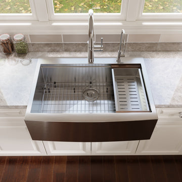 30" Rectangular Workstation Farmhouse Kitchen Sink, Stainless Steel Single Bowl With Multiple Sizes