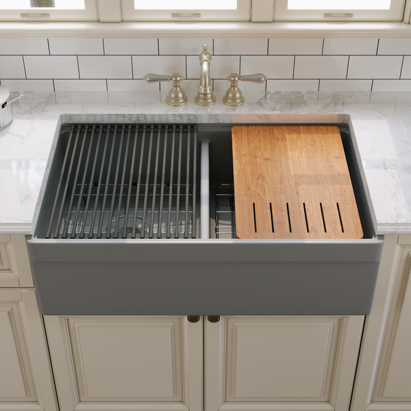 32.87" L x 20" W Rectangular Workstation Farmhouse Kitchen Sink, Easy-Cleaning With Multiple Colors