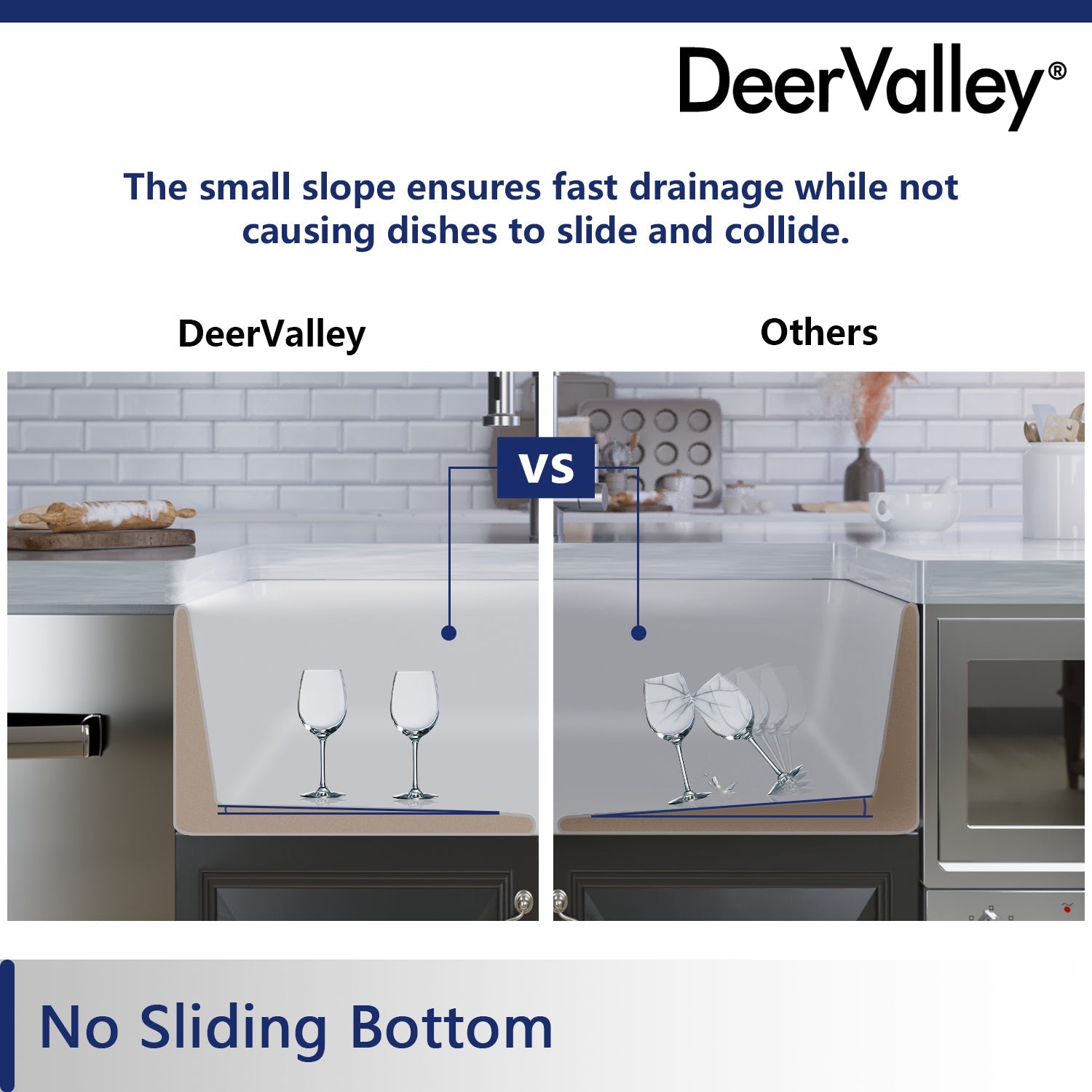 DeerValley Bath DeerValley DV-1K501 Perch Fireclay 24" L x 18" W Farmhouse Kitchen Sink Kitchen Sink