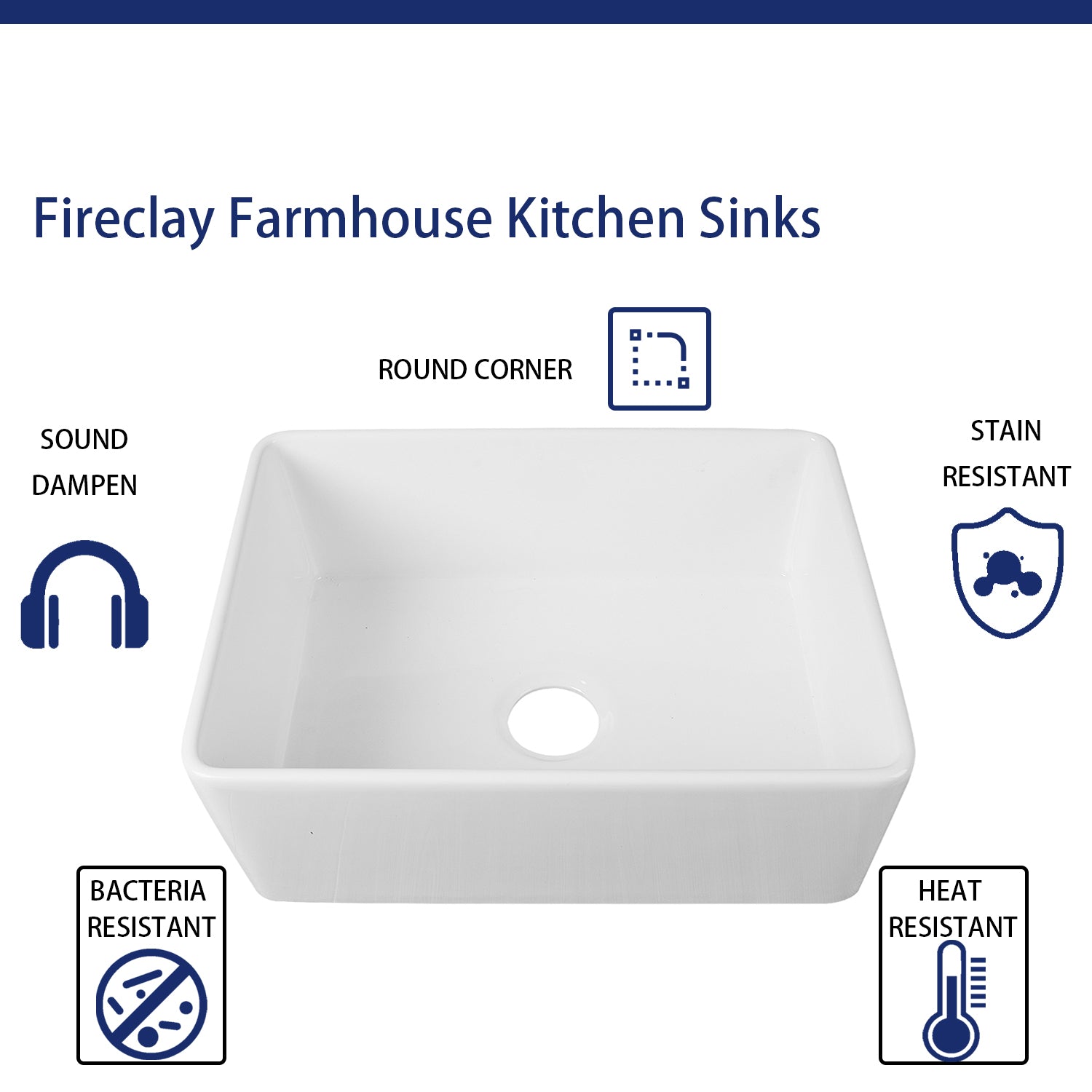 DeerValley Bath DeerValley DV-1K501 Perch Fireclay 24" L x 18" W Farmhouse Kitchen Sink Kitchen Sink