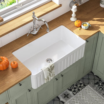 SOLSTICE 33" L x 18" W Rectangular Farmhouse Kitchen Sink, Easy-Cleaning With Multiple Colors