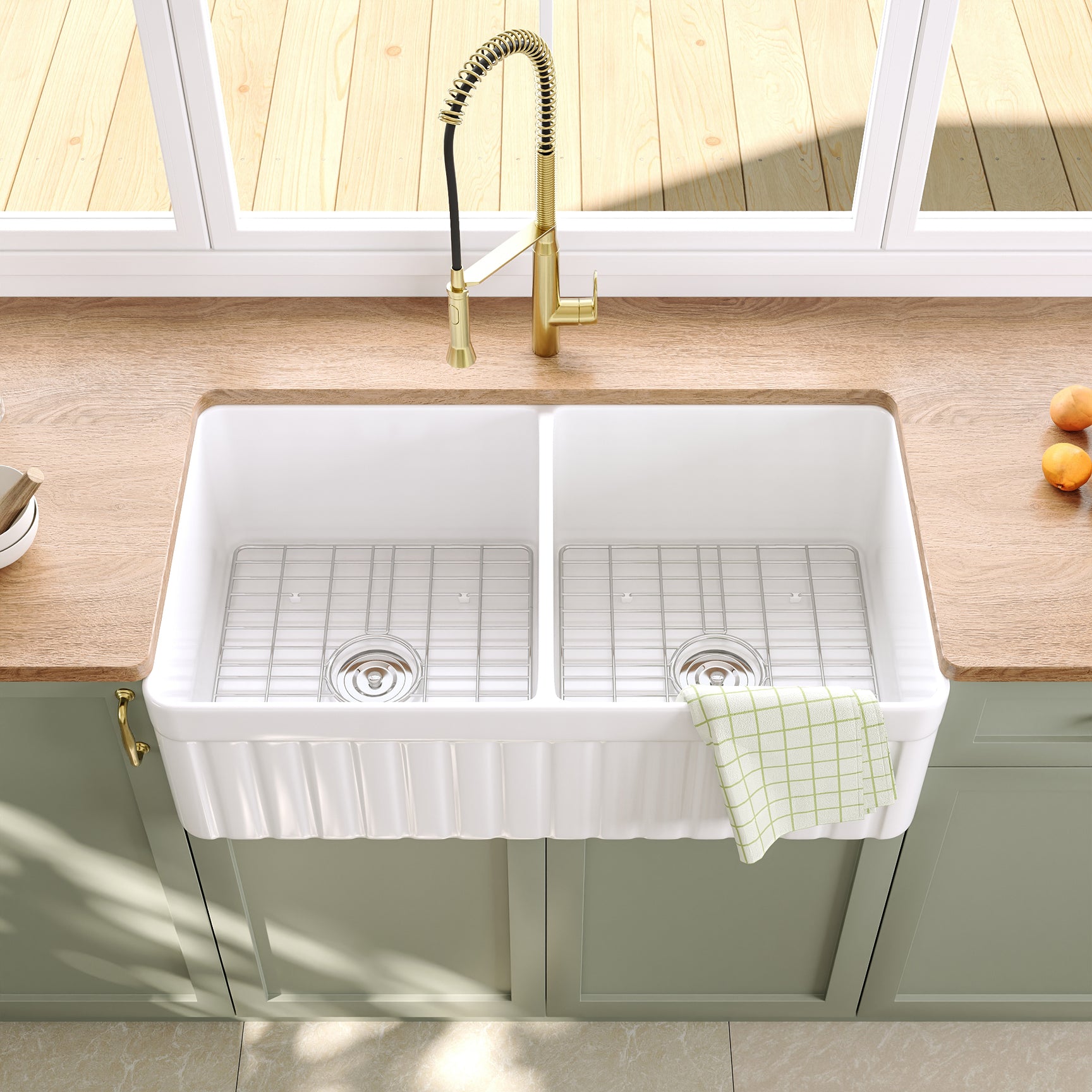 Deervalley Nova Fireclay 33 L X 18 W Double Basin Farmhouse Kitchen