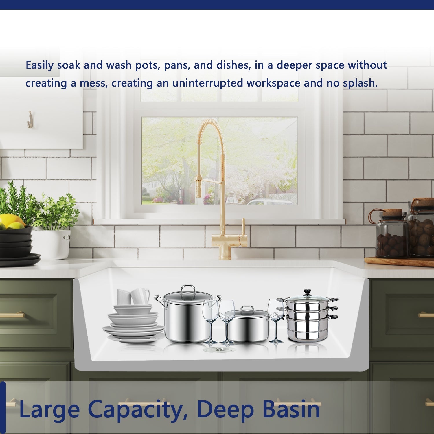 DeerValley Bath DeerValley DV-1K505 Grove Fireclay 36" L x 18" W Farmhouse Kitchen Sink Kitchen Sink