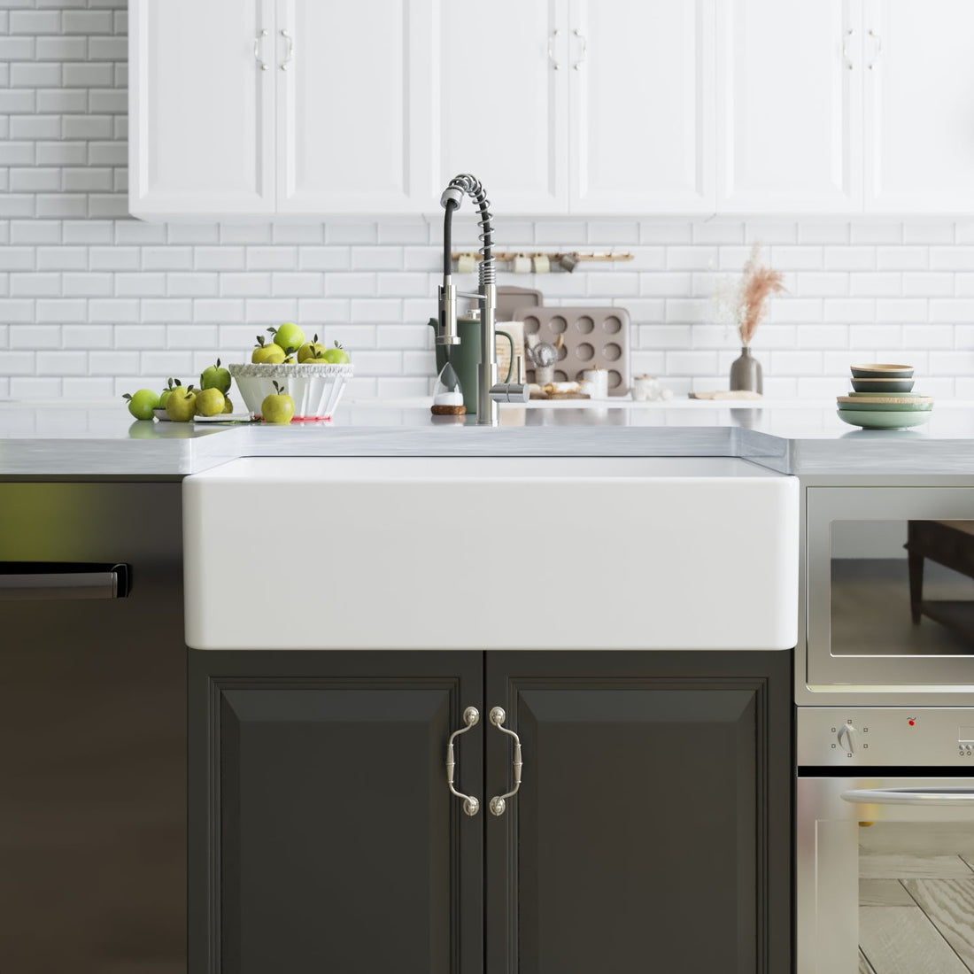 DeerValley Bath DeerValley DV-1K505 Grove Fireclay 36" L x 18" W Farmhouse Kitchen Sink Kitchen Sink