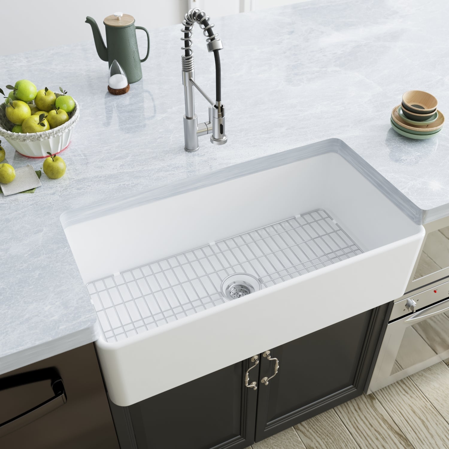 DeerValley Bath DeerValley DV-1K505 Grove Fireclay 36" L x 18" W Farmhouse Kitchen Sink Kitchen Sink