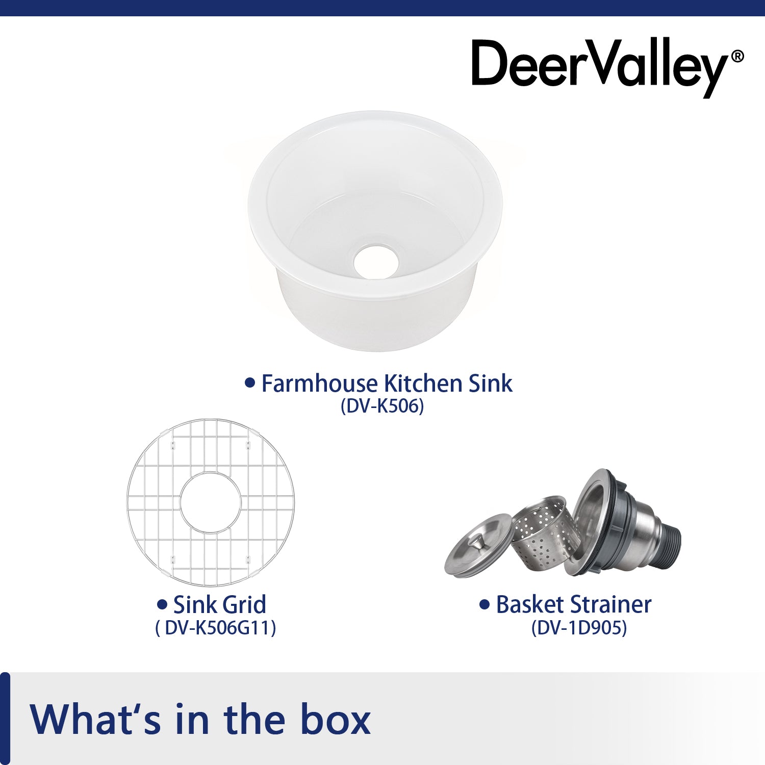 DeerValley Bath DeerValley DV-1K506 Haven Round Fireclay Farmhouse Kitchen Sink