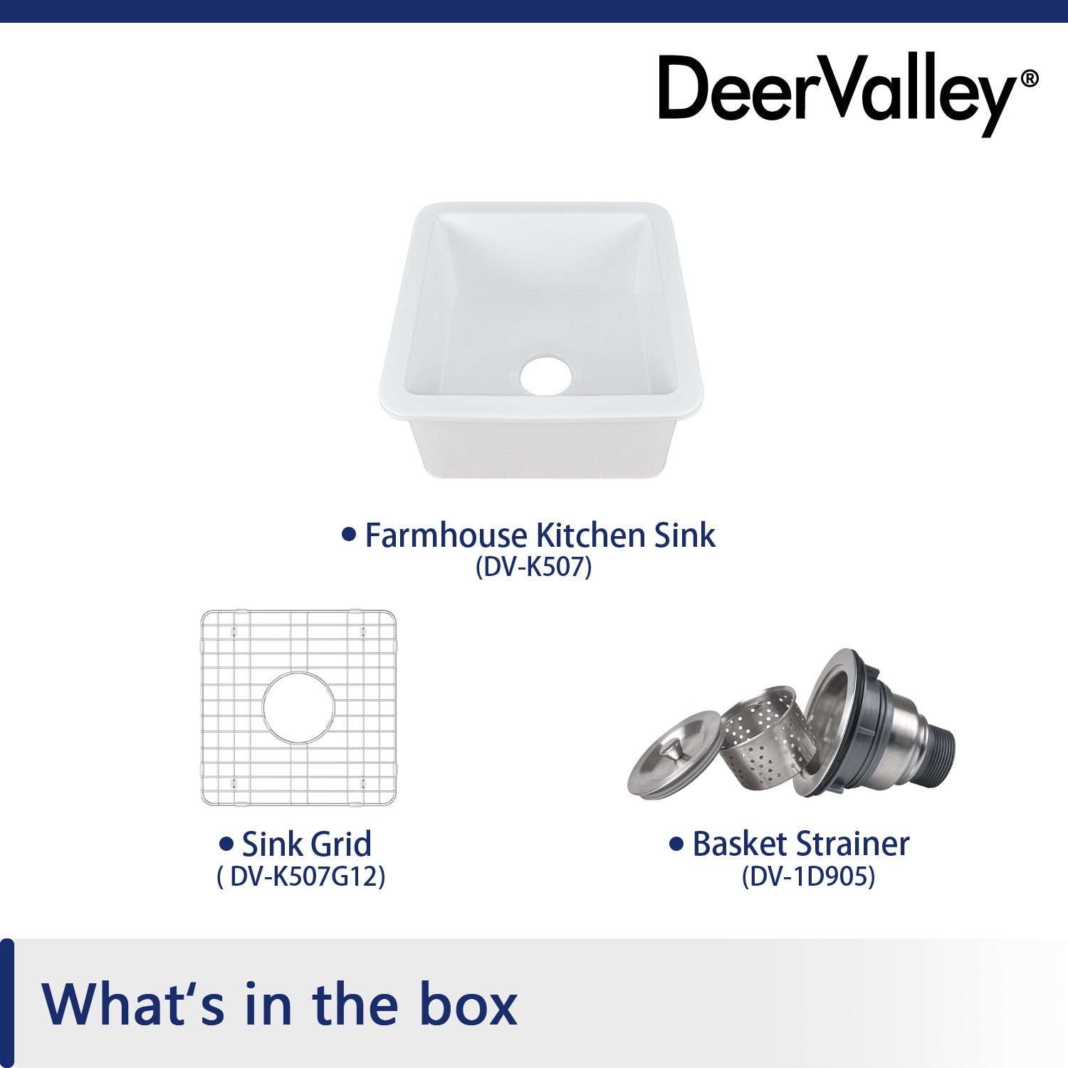 DeerValley Bath DeerValley DV-1K507 Haven Square Fireclay 18.11" L x 18.11" W Farmhouse Kitchen Sink