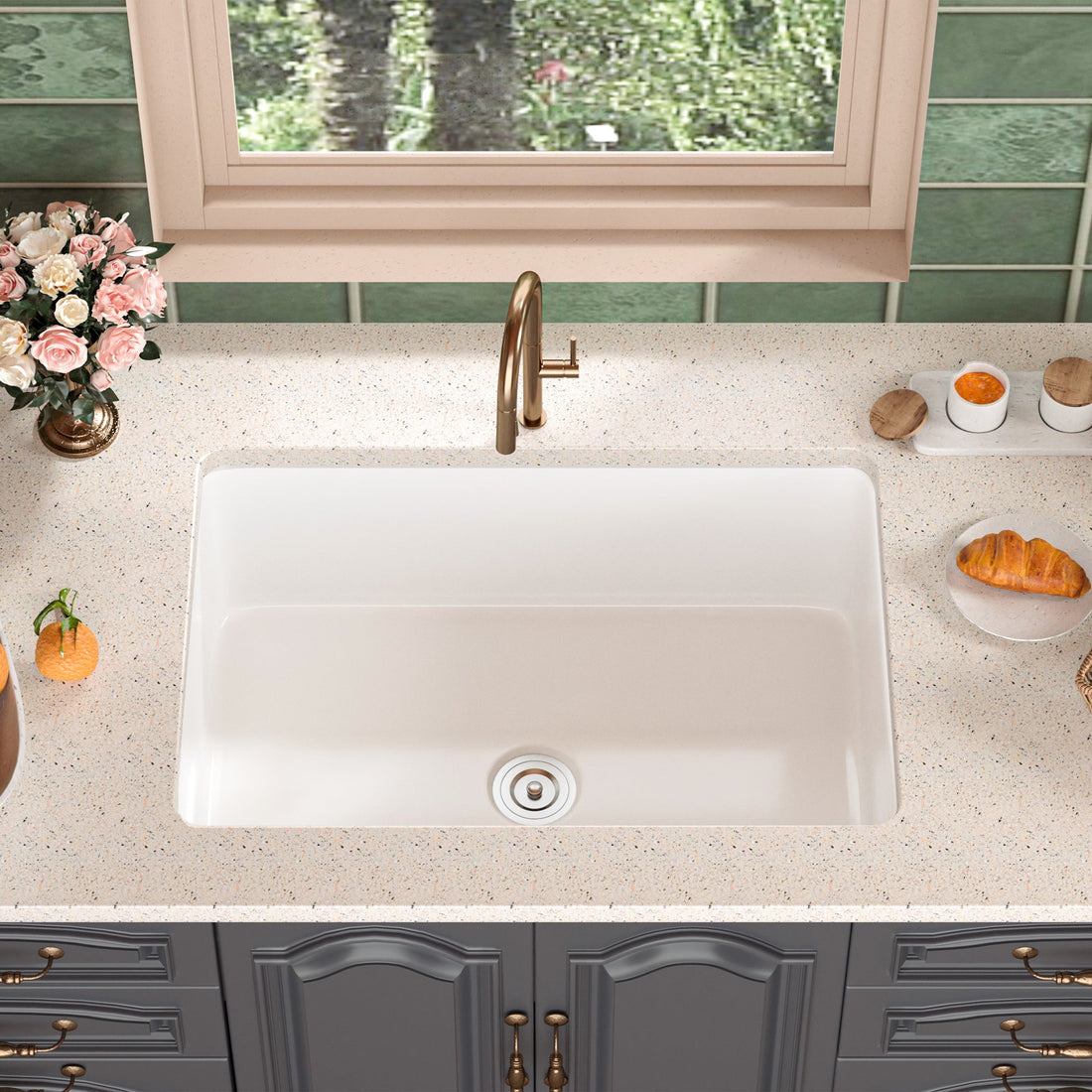 DeerValley Bath DeerValley DV-1K509 Glen Rectangle Fireclay 26.77" L x 18.90" W Farmhouse Kitchen Sink