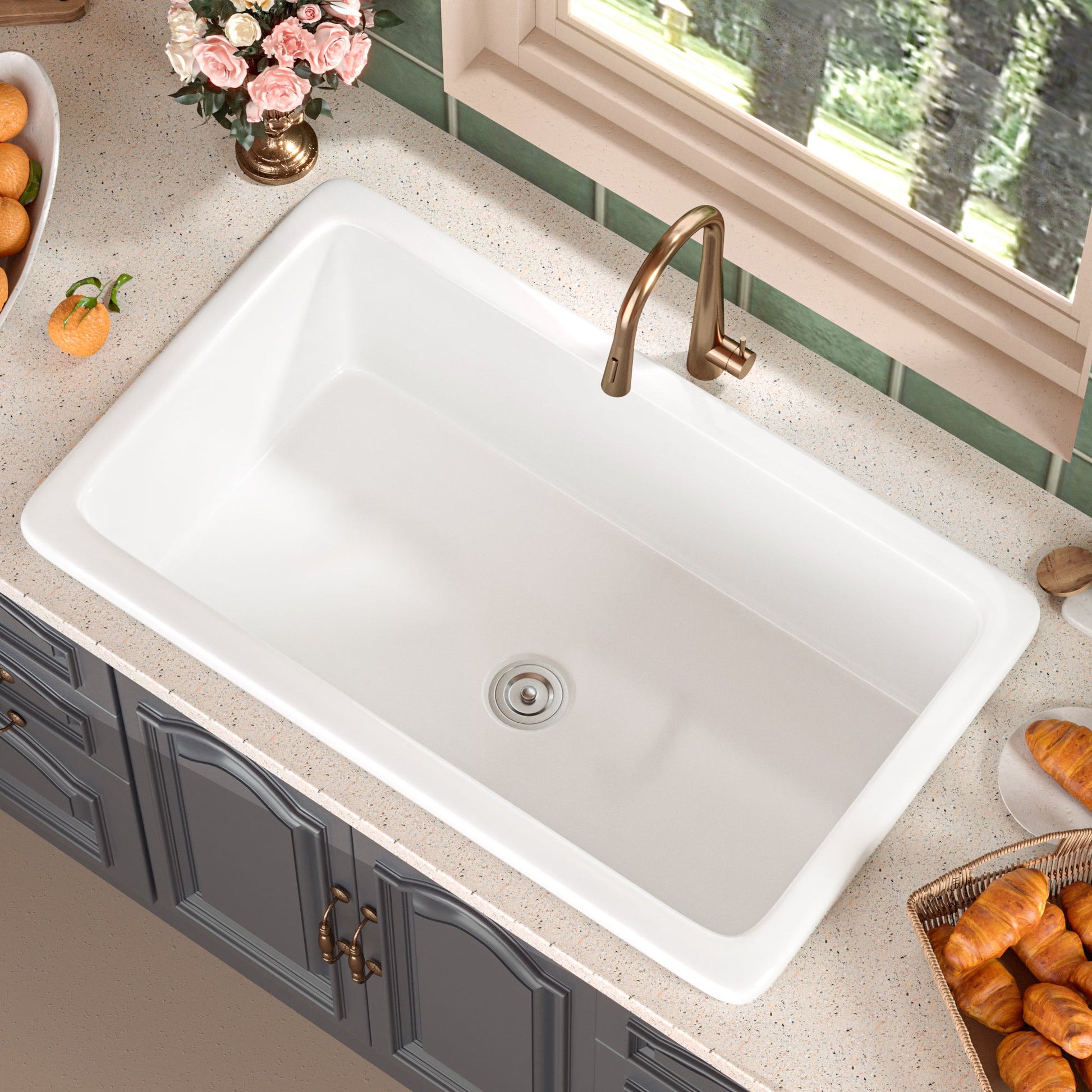 DeerValley Bath GLEN 31.89" L x 19.09" Rectangle Undermount Kitchen Sink, Large Capacity With Multiple Types Kitchen Sink