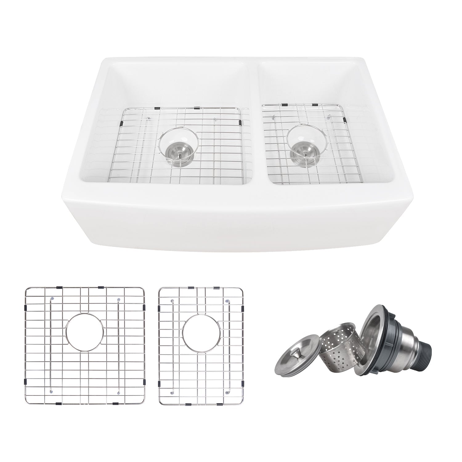 DeerValley Bath DeerValley DV-1K705 Eclipse 33" L X 21" W Double Basin Ceramic Farmhouse Kitchen Sink Kitchen Sink