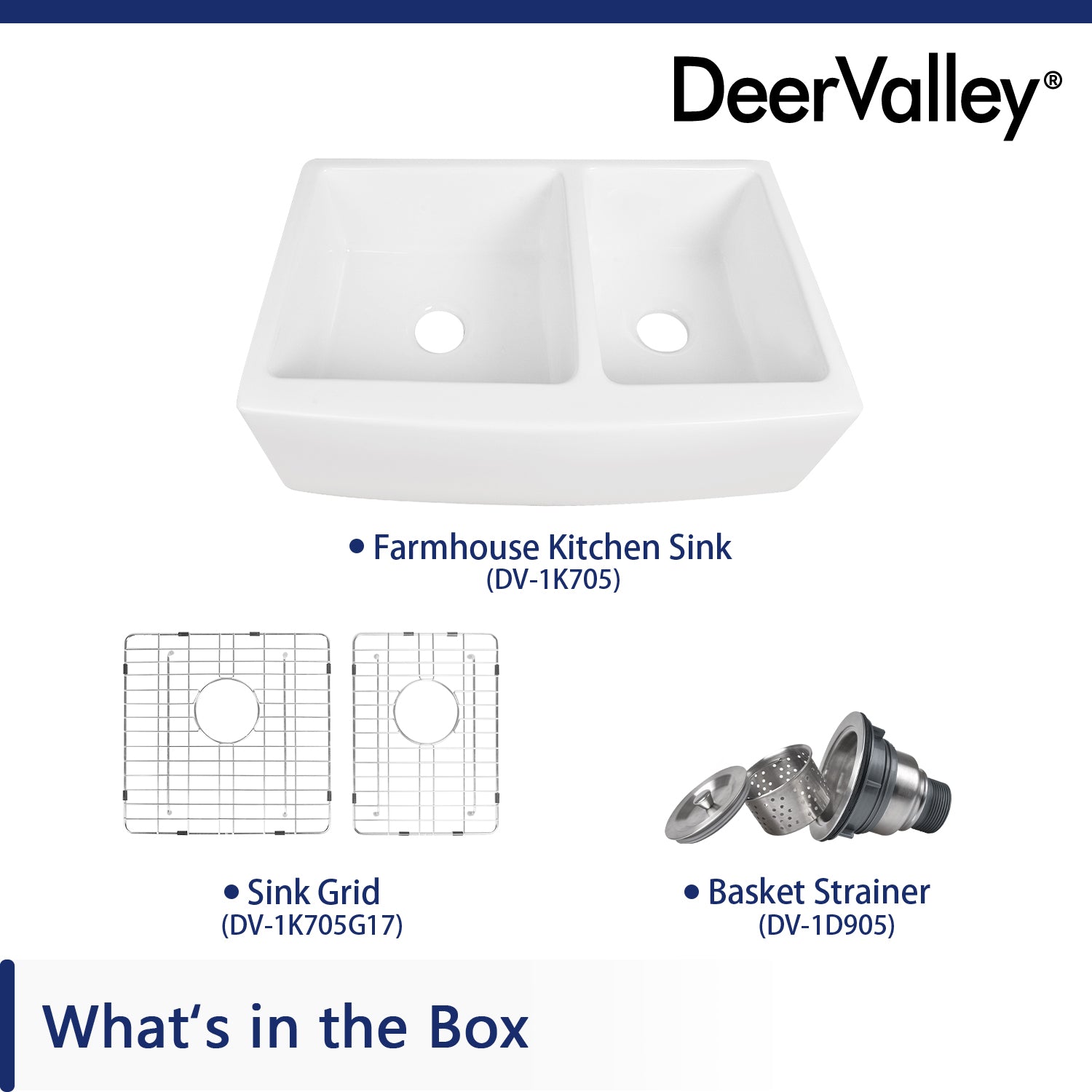 DeerValley Bath DeerValley DV-1K705 Eclipse 33" L X 21" W Double Basin Ceramic Farmhouse Kitchen Sink Kitchen Sink