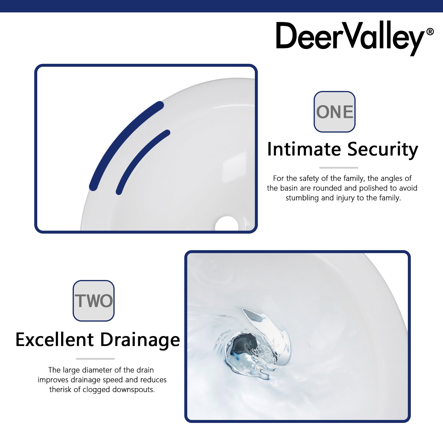 DeerValley Bath DeerValley DV-1P523 Liberty 20" X 17" U-Shape White Ceramic Pedestal Bathroom Sink With Overflow