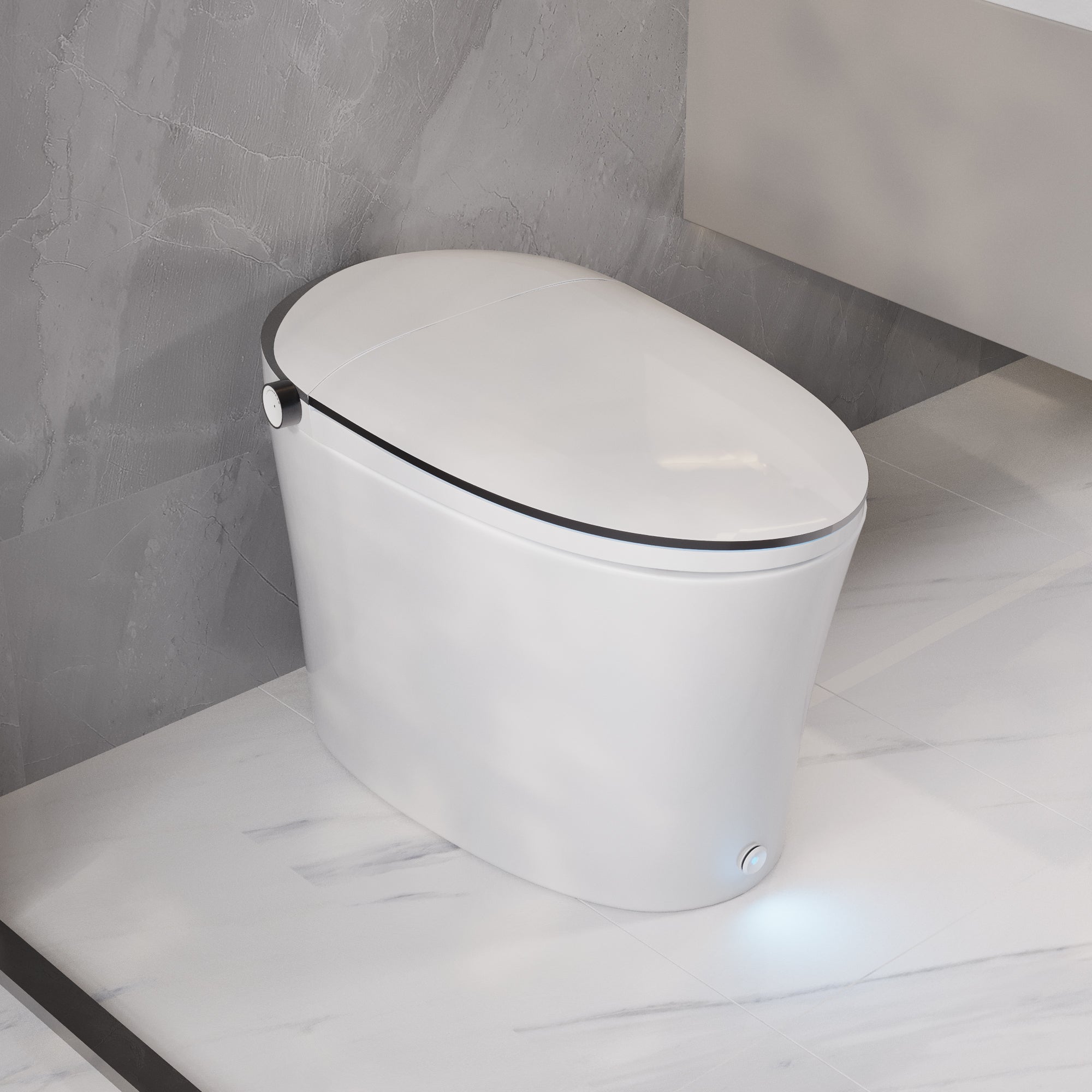 DeerValley DV-1S0019/V1/V3 Smart Toilet Quiet-Closed Heated Seat Sensor Auto, Foot Kick & Blackout Flush, Night Light