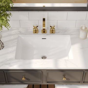 23.9"x15.79" Undermount Bathroom Sink Rectangular, with Flat Overflow