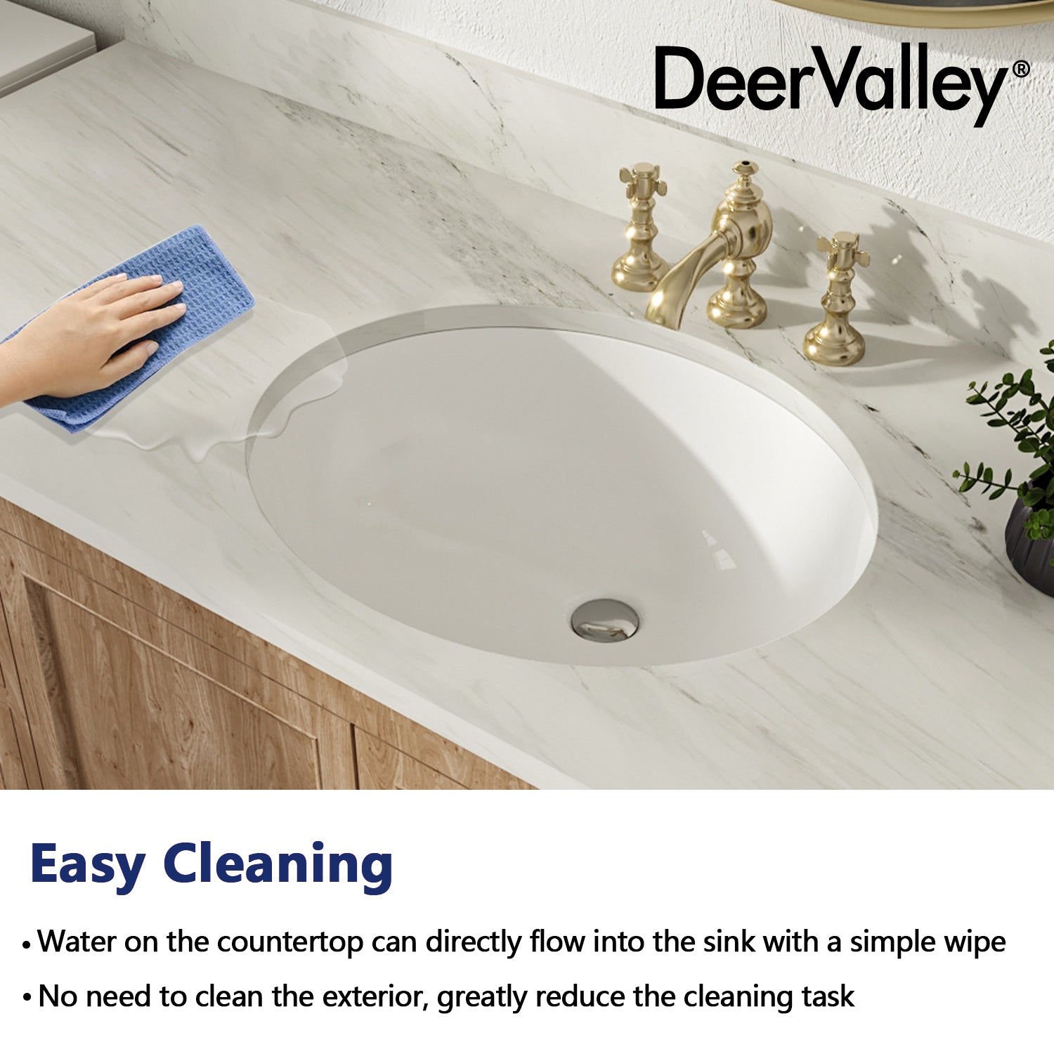 DeerValley Bath DeerValley DV-1U302 Liberty 17" X 14" Oval Vitreous China Undermount Bathroom Sink With Overflow Hole Undermount Sinks