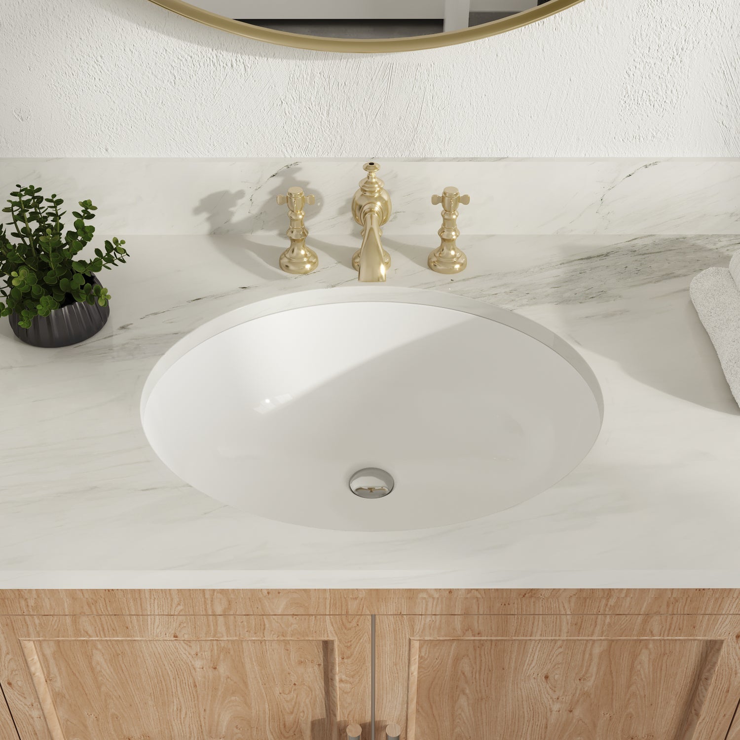 DeerValley Bath DeerValley DV-1U302 Liberty 17" X 14" Oval Vitreous China Undermount Bathroom Sink With Overflow Hole Undermount Sinks