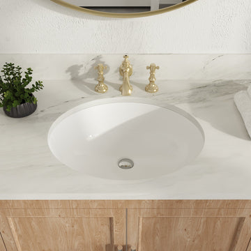 DeerValley Bath DeerValley DV-1U302 Liberty 17" X 14" Oval Vitreous China Undermount Bathroom Sink With Overflow Hole Undermount Sinks