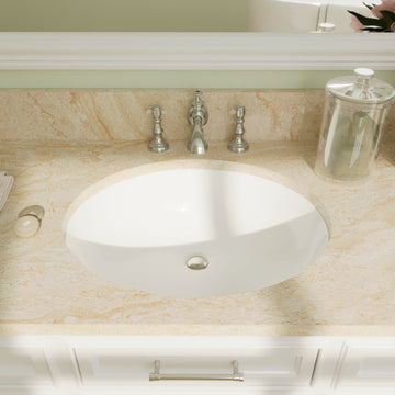 DeerValley Bath DeerValley DV-1U305 Symmetry 19 1/2" X 15 3/4" Oval Vitreous China Undermount Bathroom Sink With Overflow Hole Undermount Sinks