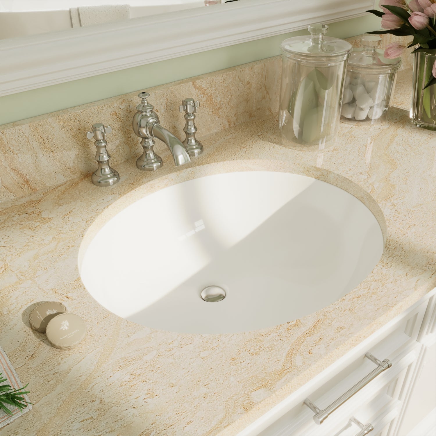 DeerValley Bath DeerValley DV-1U305 Symmetry 19 1/2" X 15 3/4" Oval Vitreous China Undermount Bathroom Sink With Overflow Hole Undermount Sinks